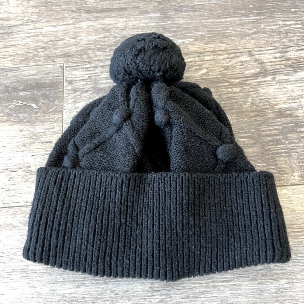 Juicy Couture Knit Black Pom Beanie Hat